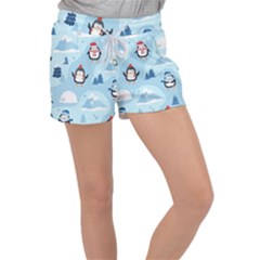 Christmas-seamless-pattern-with-penguin Women s Velour Lounge Shorts