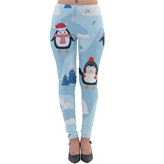 Christmas-seamless-pattern-with-penguin Lightweight Velour Leggings