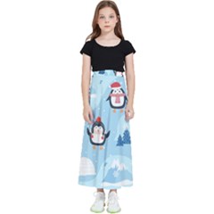 Christmas-seamless-pattern-with-penguin Kids  Flared Maxi Skirt by Grandong