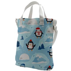 Christmas-seamless-pattern-with-penguin Canvas Messenger Bag