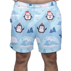 Christmas-seamless-pattern-with-penguin Men s Shorts
