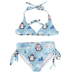 Christmas-seamless-pattern-with-penguin Kids  Classic Bikini Set