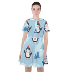 Christmas-seamless-pattern-with-penguin Sailor Dress