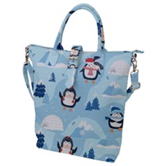 Christmas-seamless-pattern-with-penguin Buckle Top Tote Bag