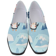 Christmas-seamless-pattern-with-penguin Women s Classic Loafer Heels