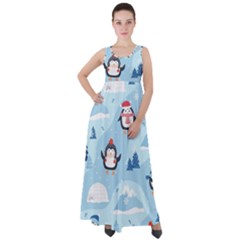 Christmas-seamless-pattern-with-penguin Empire Waist Velour Maxi Dress