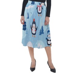 Christmas-seamless-pattern-with-penguin Classic Velour Midi Skirt 