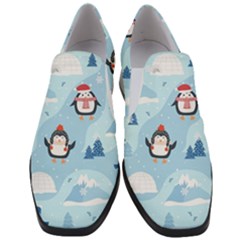 Christmas-seamless-pattern-with-penguin Women Slip On Heel Loafers