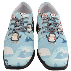 Christmas-seamless-pattern-with-penguin Women Heeled Oxford Shoes