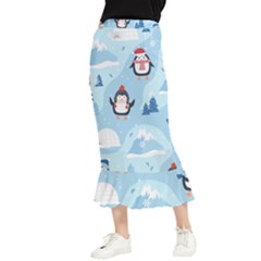 Christmas-seamless-pattern-with-penguin Maxi Fishtail Chiffon Skirt