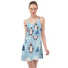 Christmas-seamless-pattern-with-penguin Summer Time Chiffon Dress