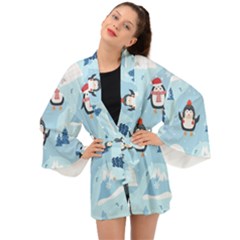 Christmas-seamless-pattern-with-penguin Long Sleeve Kimono