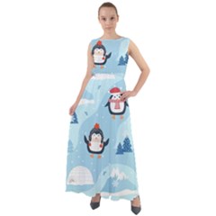 Christmas-seamless-pattern-with-penguin Chiffon Mesh Boho Maxi Dress