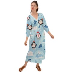 Christmas-seamless-pattern-with-penguin Grecian Style  Maxi Dress