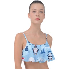 Christmas-seamless-pattern-with-penguin Frill Bikini Top