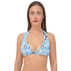 Christmas-seamless-pattern-with-penguin Double Strap Halter Bikini Top