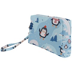 Christmas-seamless-pattern-with-penguin Wristlet Pouch Bag (Small)