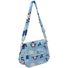 Christmas-seamless-pattern-with-penguin Saddle Handbag