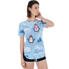 Christmas-seamless-pattern-with-penguin Perpetual Short Sleeve T-Shirt
