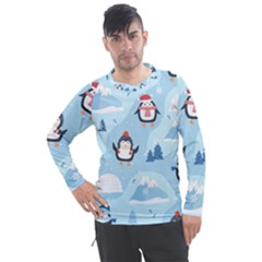 Christmas-seamless-pattern-with-penguin Men s Pique Long Sleeve T-Shirt