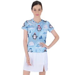 Christmas-seamless-pattern-with-penguin Women s Sports Top