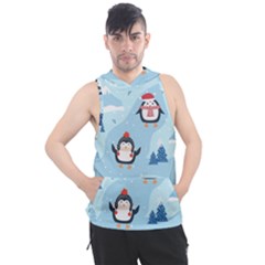 Christmas-seamless-pattern-with-penguin Men s Sleeveless Hoodie