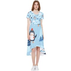 Christmas-seamless-pattern-with-penguin High Low Boho Dress