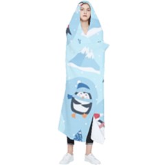 Christmas-seamless-pattern-with-penguin Wearable Blanket