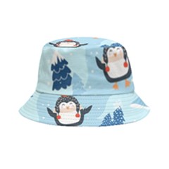 Christmas-seamless-pattern-with-penguin Bucket Hat