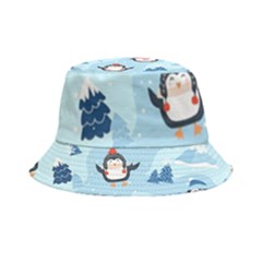 Christmas-seamless-pattern-with-penguin Inside Out Bucket Hat