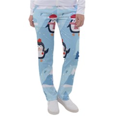 Christmas-seamless-pattern-with-penguin Women s Casual Pants