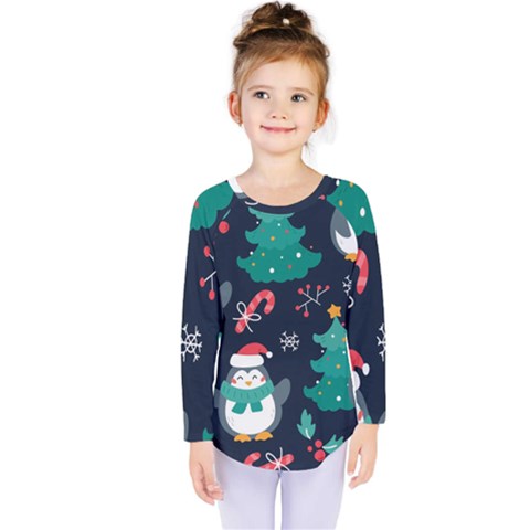 Colorful-funny-christmas-pattern      - Kids  Long Sleeve T-shirt by Grandong