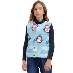 Christmas-seamless-pattern-with-penguin Kid s Button Up Puffer Vest	