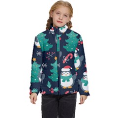 Colorful-funny-christmas-pattern      - Kids  Puffer Bubble Jacket Coat by Grandong