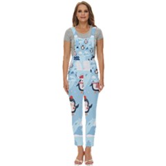 Christmas-seamless-pattern-with-penguin Women s Pinafore Overalls Jumpsuit