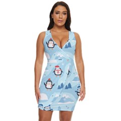 Christmas-seamless-pattern-with-penguin Draped Bodycon Dress