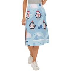 Christmas-seamless-pattern-with-penguin Midi Panel Skirt