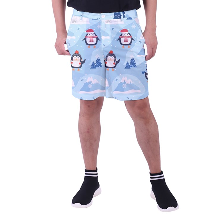 Christmas-seamless-pattern-with-penguin Men s Pocket Shorts