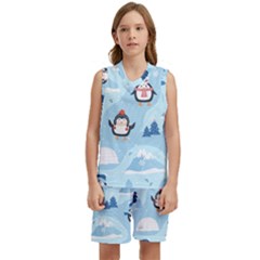 Christmas-seamless-pattern-with-penguin Kids  Basketball Mesh Set