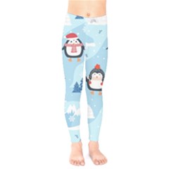 Christmas-seamless-pattern-with-penguin Kids  Classic Winter Leggings