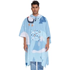 Christmas-seamless-pattern-with-penguin Men s Hooded Rain Ponchos