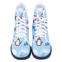 Christmas-seamless-pattern-with-penguin Men s High-Top Canvas Sneakers