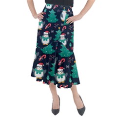 Colorful-funny-christmas-pattern      - Midi Mermaid Skirt