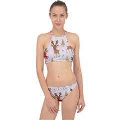 Christmas-seamless-pattern-with-reindeer Halter Bikini Set by Grandong