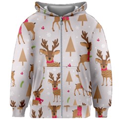 Christmas-seamless-pattern-with-reindeer Kids  Zipper Hoodie Without Drawstring