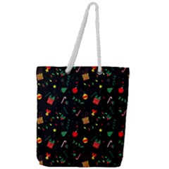 Christmas Paper Stars Pattern Texture Background Colorful Colors Seamless Copy Full Print Rope Handle Tote (large) by Grandong