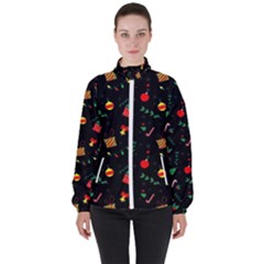 Christmas Paper Stars Pattern Texture Background Colorful Colors Seamless Copy Women s High Neck Windbreaker by Grandong