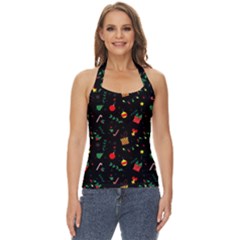 Christmas Pattern Texture Colorful Wallpaper Basic Halter Top by Grandong