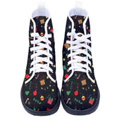 Christmas Pattern Texture Colorful Wallpaper Men s High-top Canvas Sneakers by Grandong