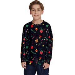 Christmas Paper Stars Pattern Texture Background Colorful Colors Seamless Copy Kids  Crewneck Sweatshirt